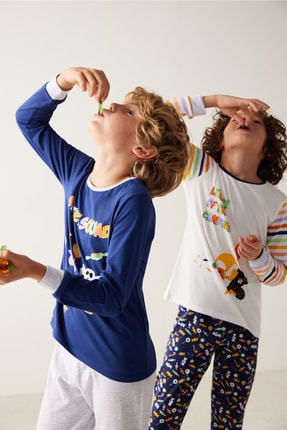 Penti &Ccedil;ok Renkli Erkek &Ccedil;ocuk Şeker Desenli 2li Pijama Takımı