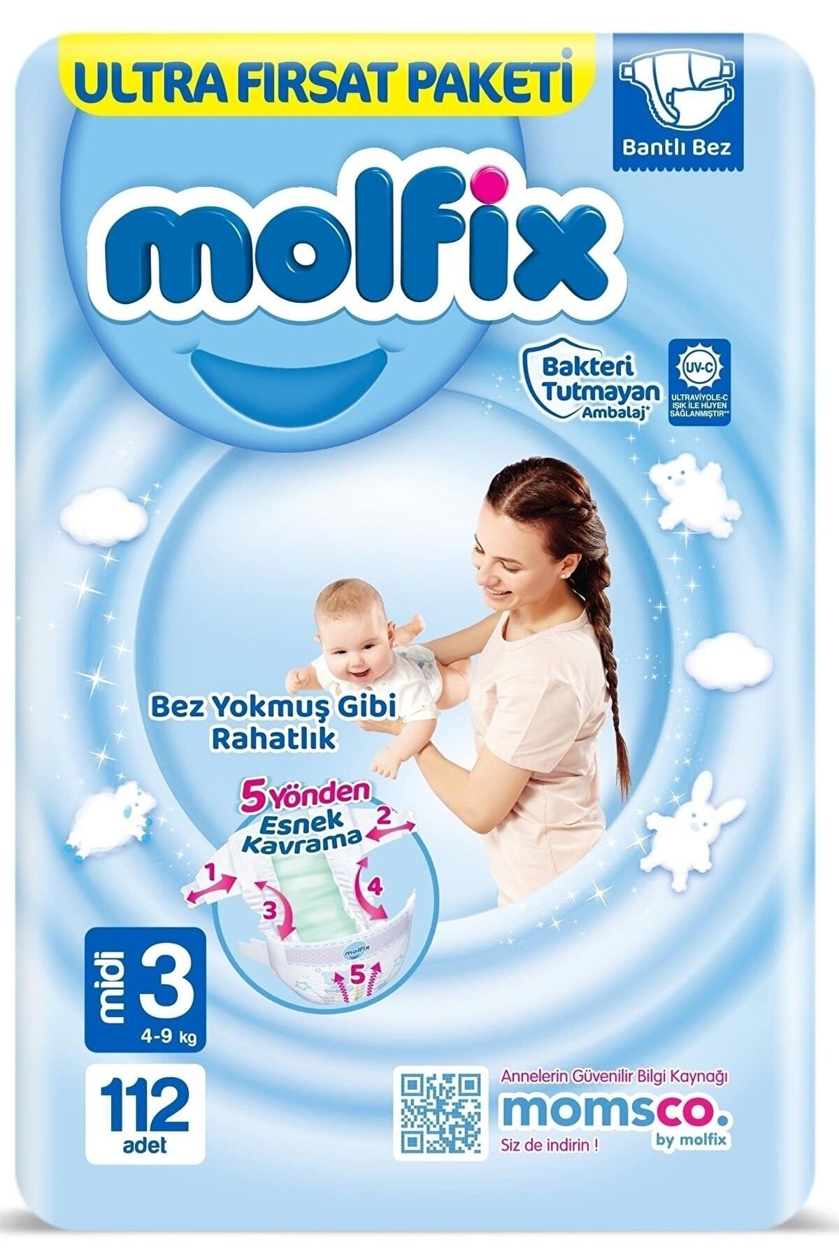 Molfix Bebek Bezi Ultra Fırsat Paketi Midi 3 No 112 Li 2 Paket 224 Adet