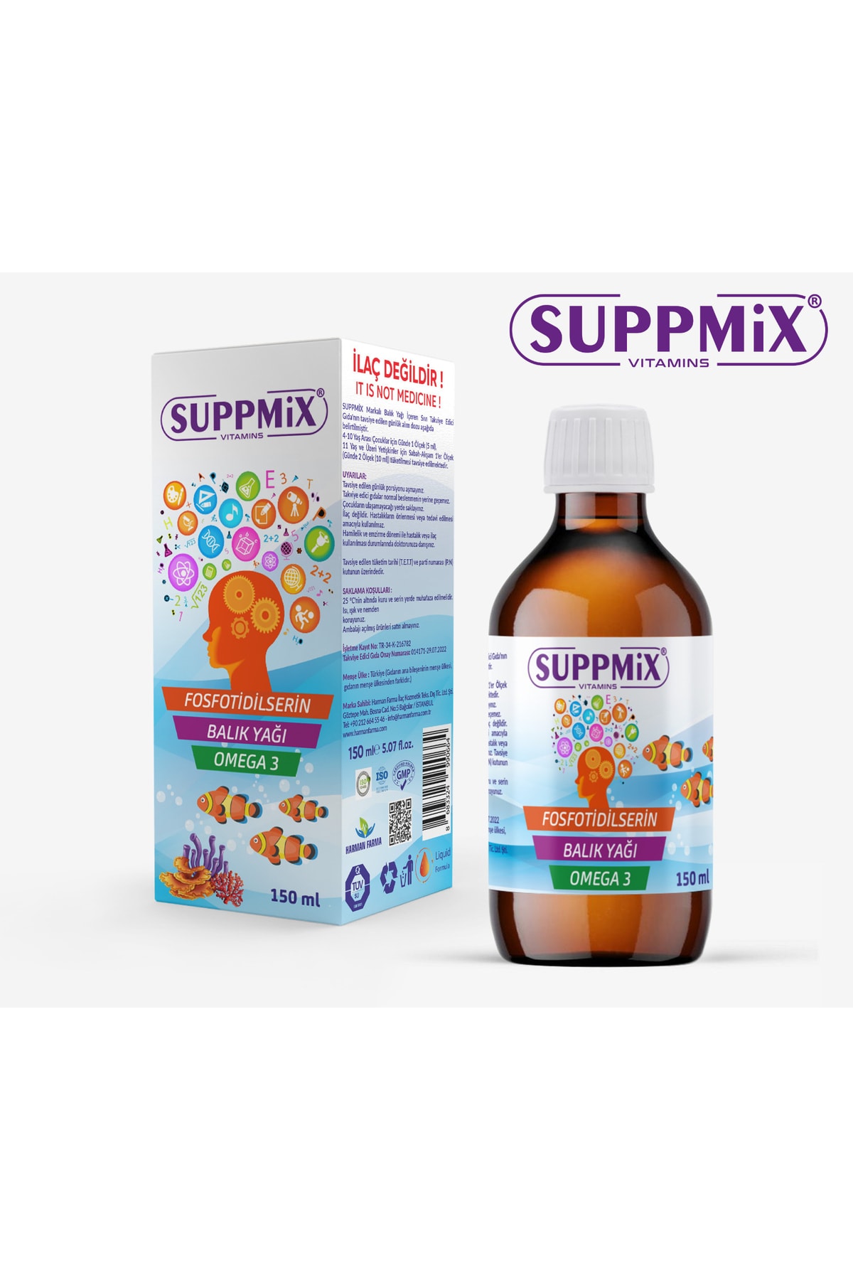 suppmix Fosfatidilserin Omega 3 Şurup Balık Yağı