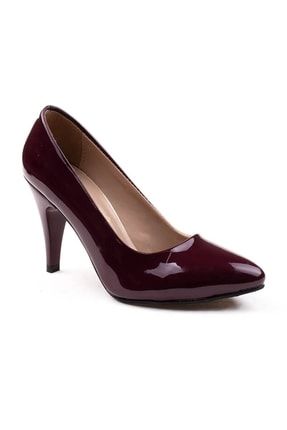Kadın Rugan 9cm Bordo Klasik Ayakkabı TX65B2C1292389