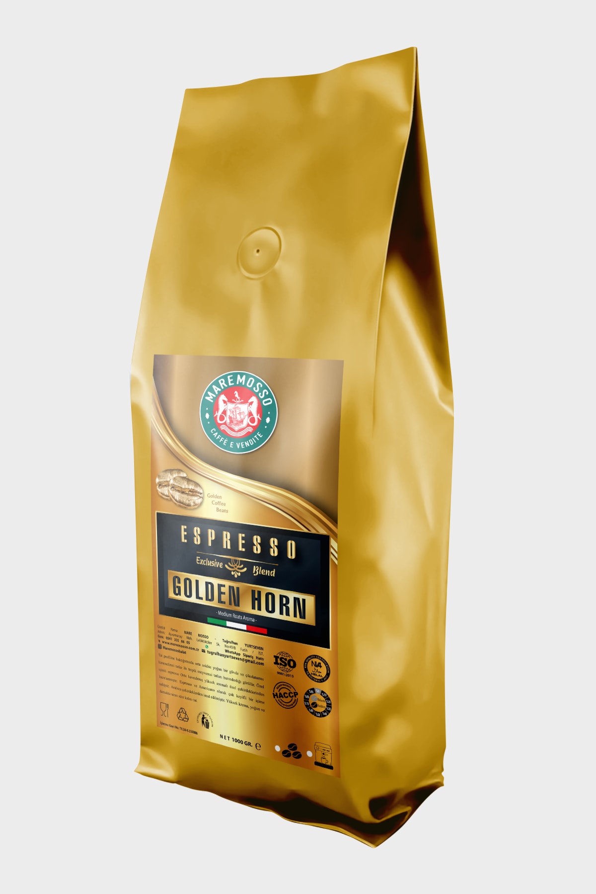 Mare Mosso Caffe ê Vendite Espresso Golden Horn Exclusıve Blend 1 kg Çekirdek