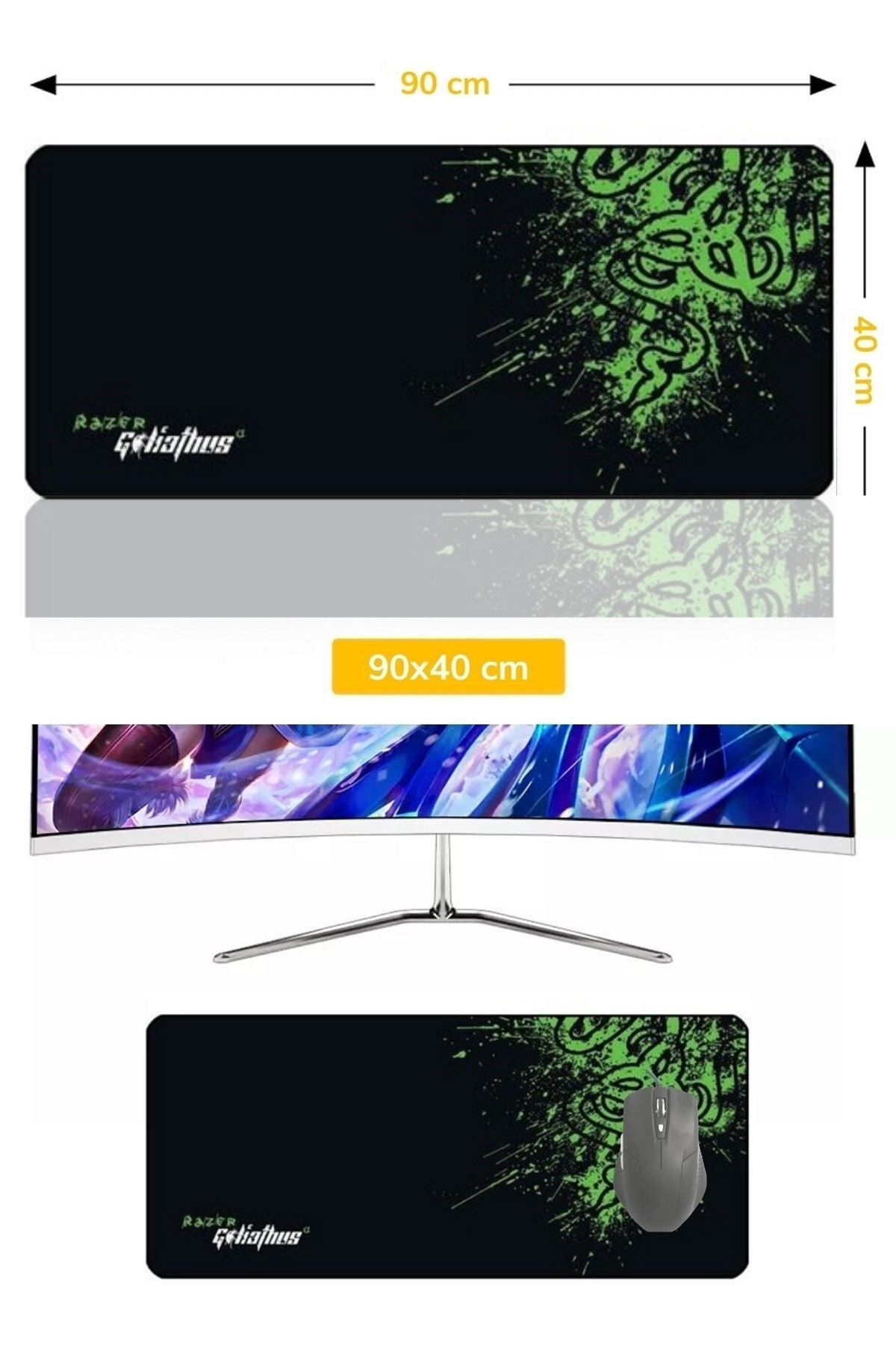 Buffer-® 90x40 Mouse Pad Gaming Jucător Bază antiderapantă Dimensiune mare Tip Oficiu Mouse Pad Goliathus Verde 3