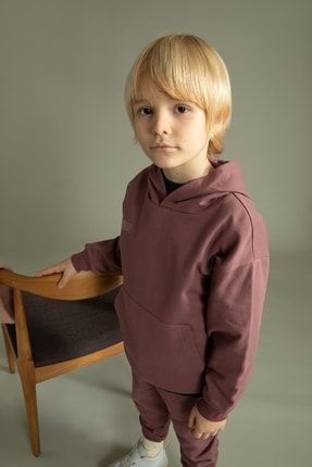 Erkek Çocuk Oversize Fit Kapüşonlu Kanguru Cepli Sweatshirt Kumaşı Sweatshirt W6859A622SP