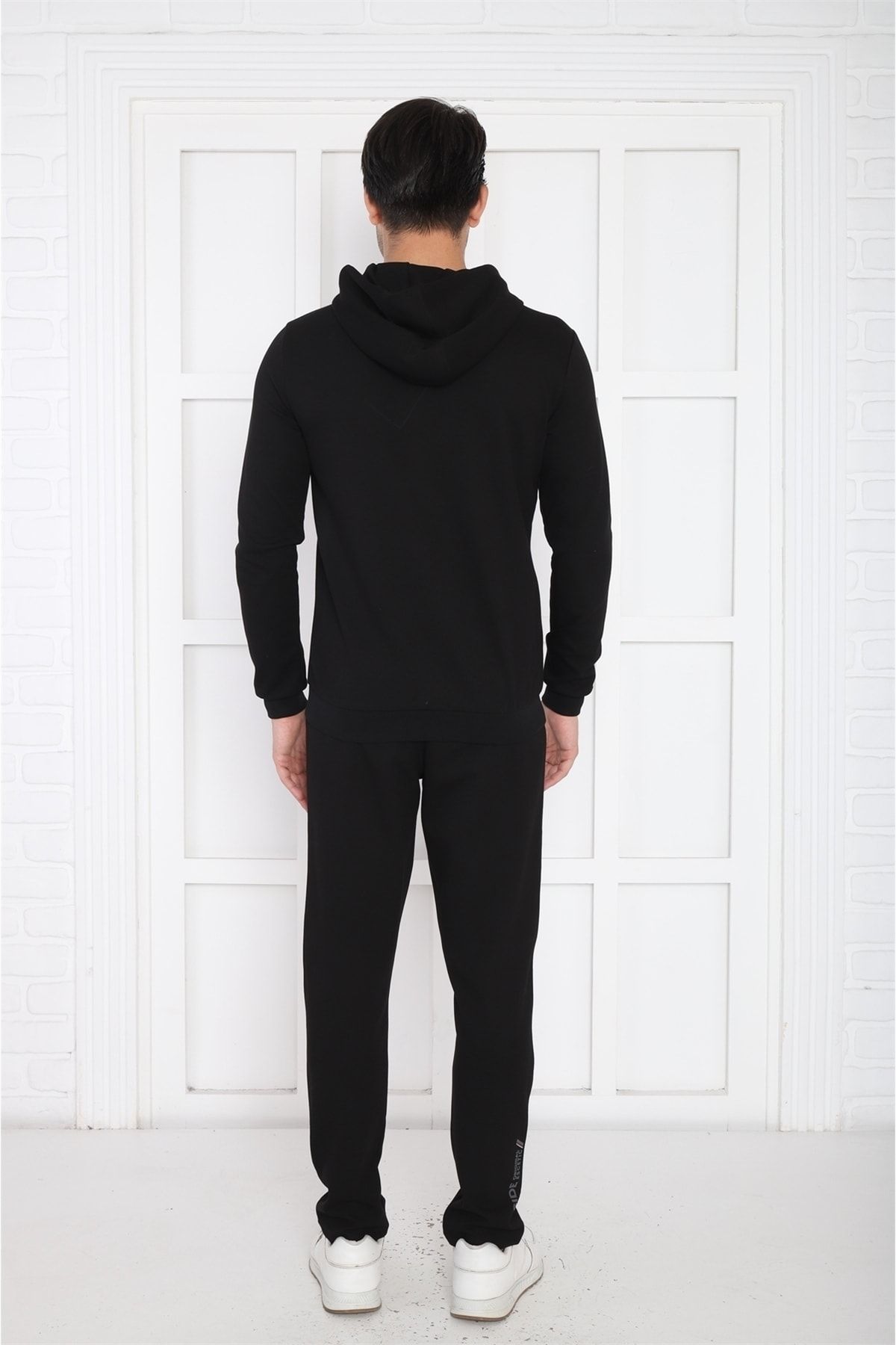 ست گرمکن ورزشی مردانه SLIMFIT مردانه'S HOODED 4 جیب فصل مجموعه لباس سیاه Escetic