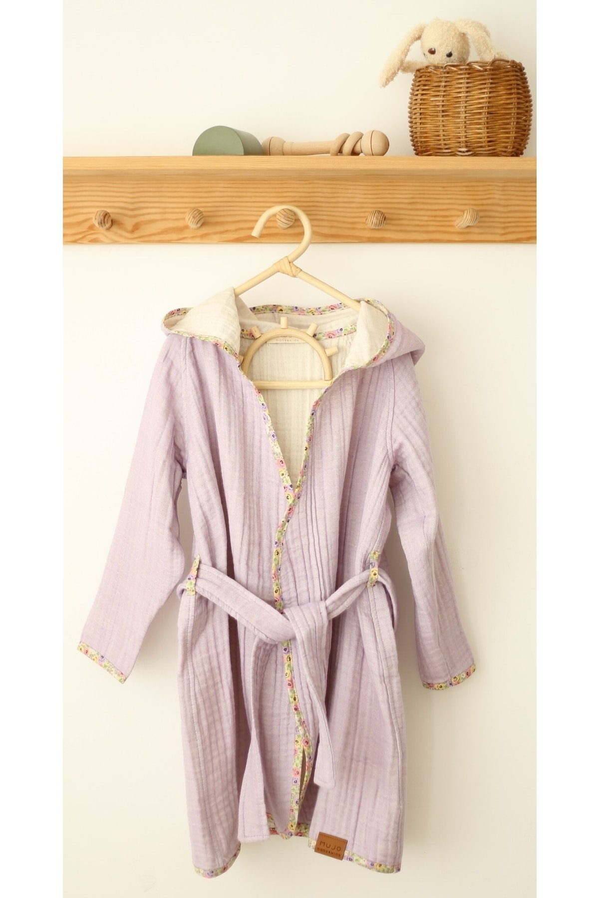 Mujo Baby&Kids Organik Özel Dokuma 4 Katlı Müslin Bornoz fotoğrafı 3 (önizleme)