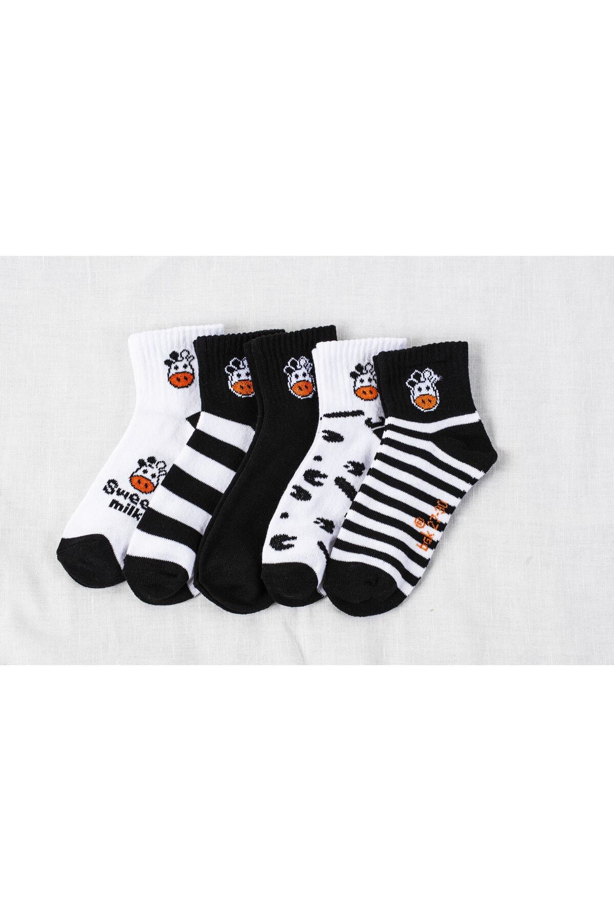 BGK 5 Çift Çocuk Inek Desenli Çorap fotoğrafı 3 (önizleme)