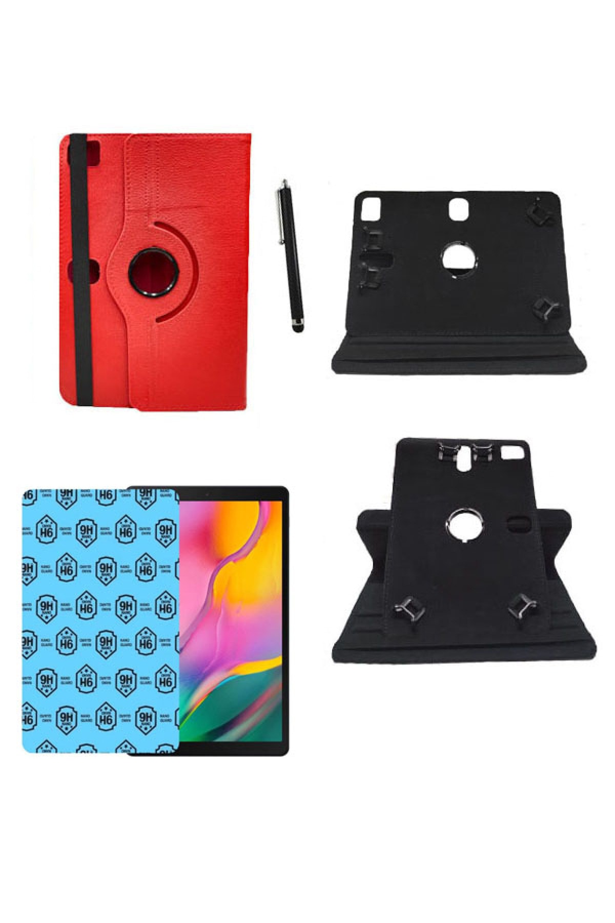 Alcatel 1t 10" 2020 Smart 8092 Universal Uyumlu Kancalı Tablet Kılıfı + Nano Ekran Koruyucu + Kalem