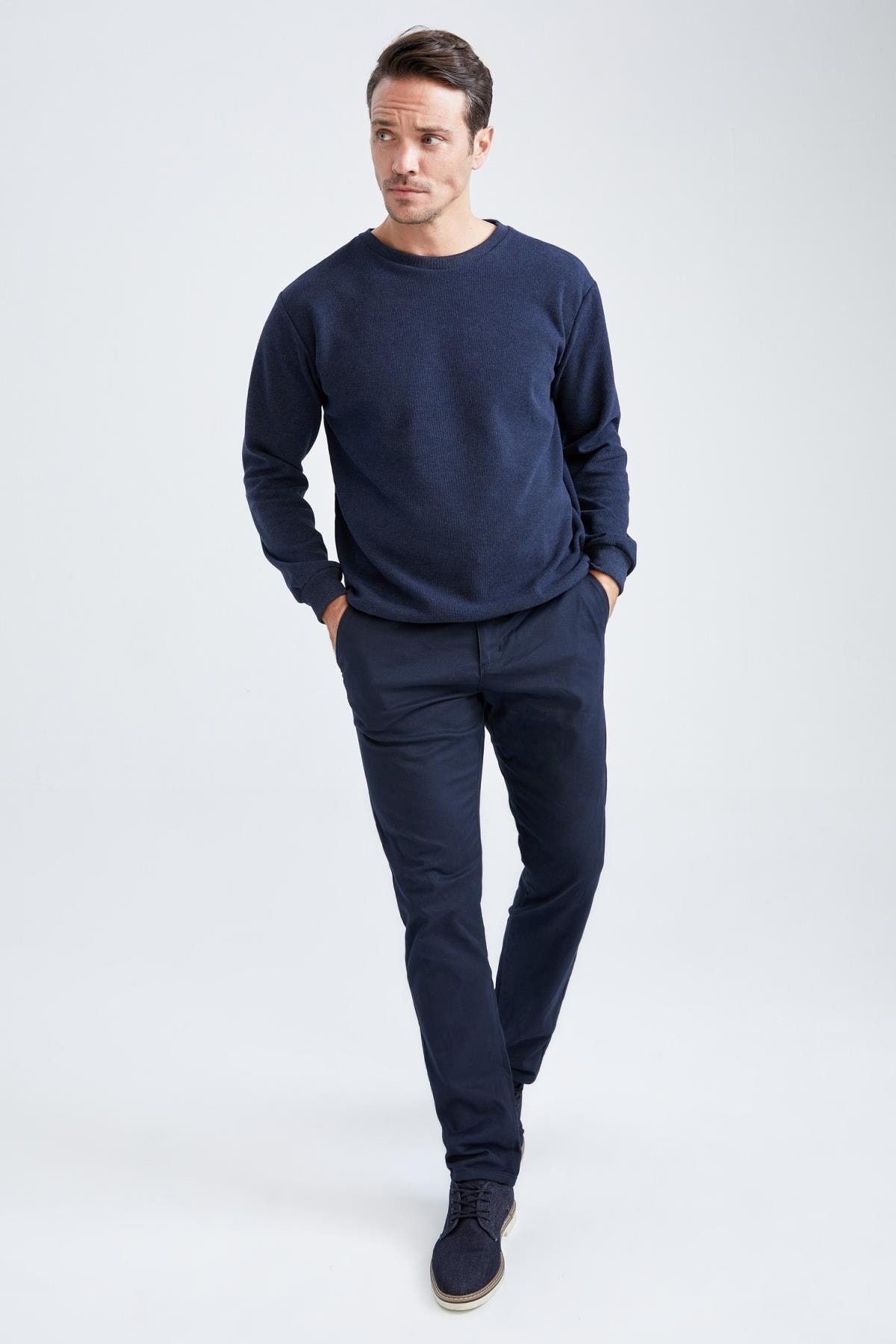 سویشرت مردانه آبی سرمه ای دفاکتو | Z4300AZ22SM اورجینال - تصویر 2