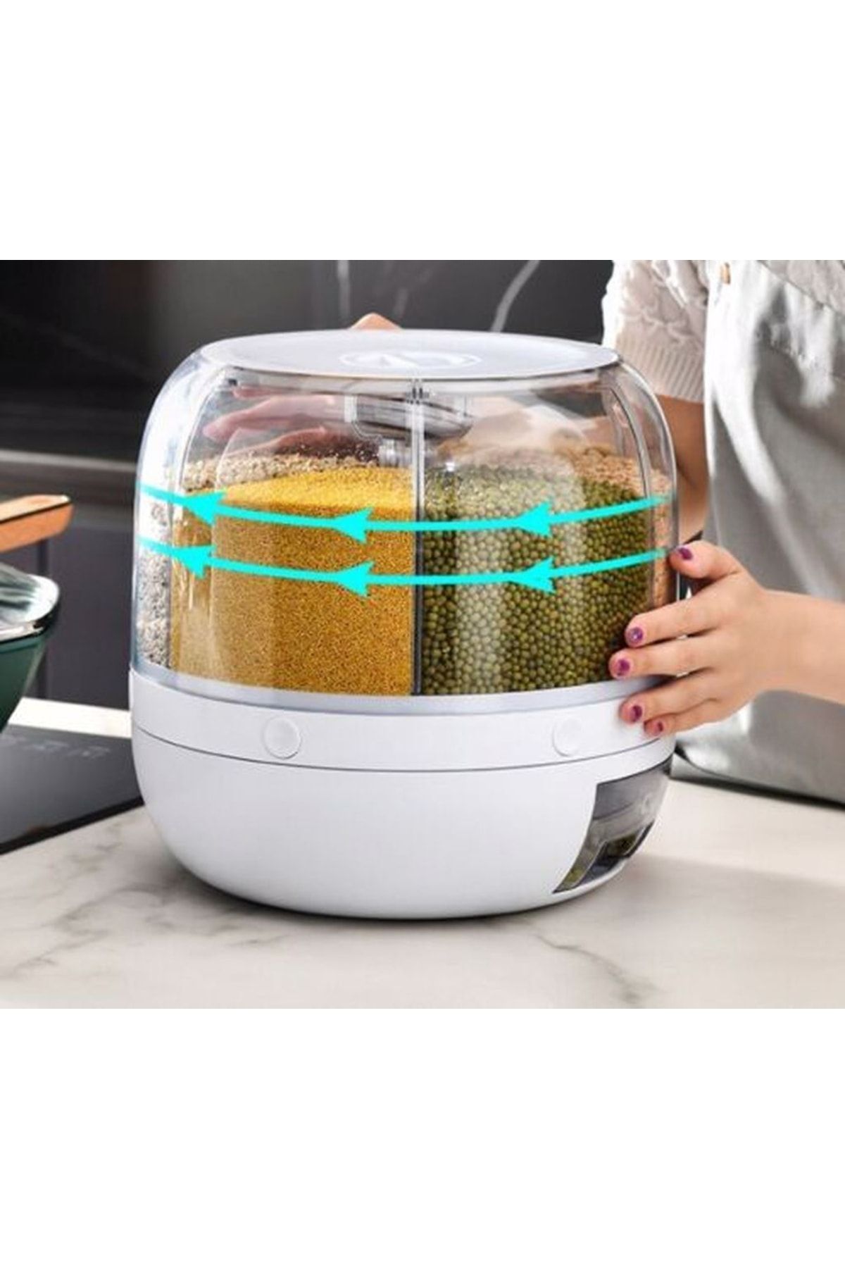 All Avcill-Styles Food And Pulses, Storage Container, 6 Compartments, Pulses Organizer 360 Degree Rotatable Design 4