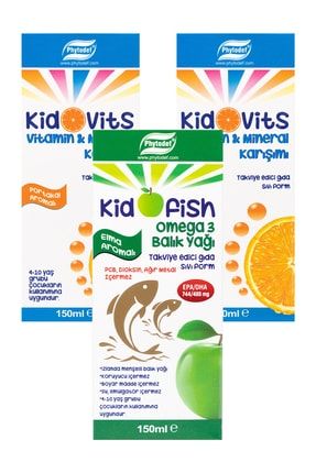 Kidovits Vitamin & Mineral Karışımı - 150 ml X 2 Adet & Kidofish Omega 3 Balık Yağı - 150 ml PHYTDFKDOFSH