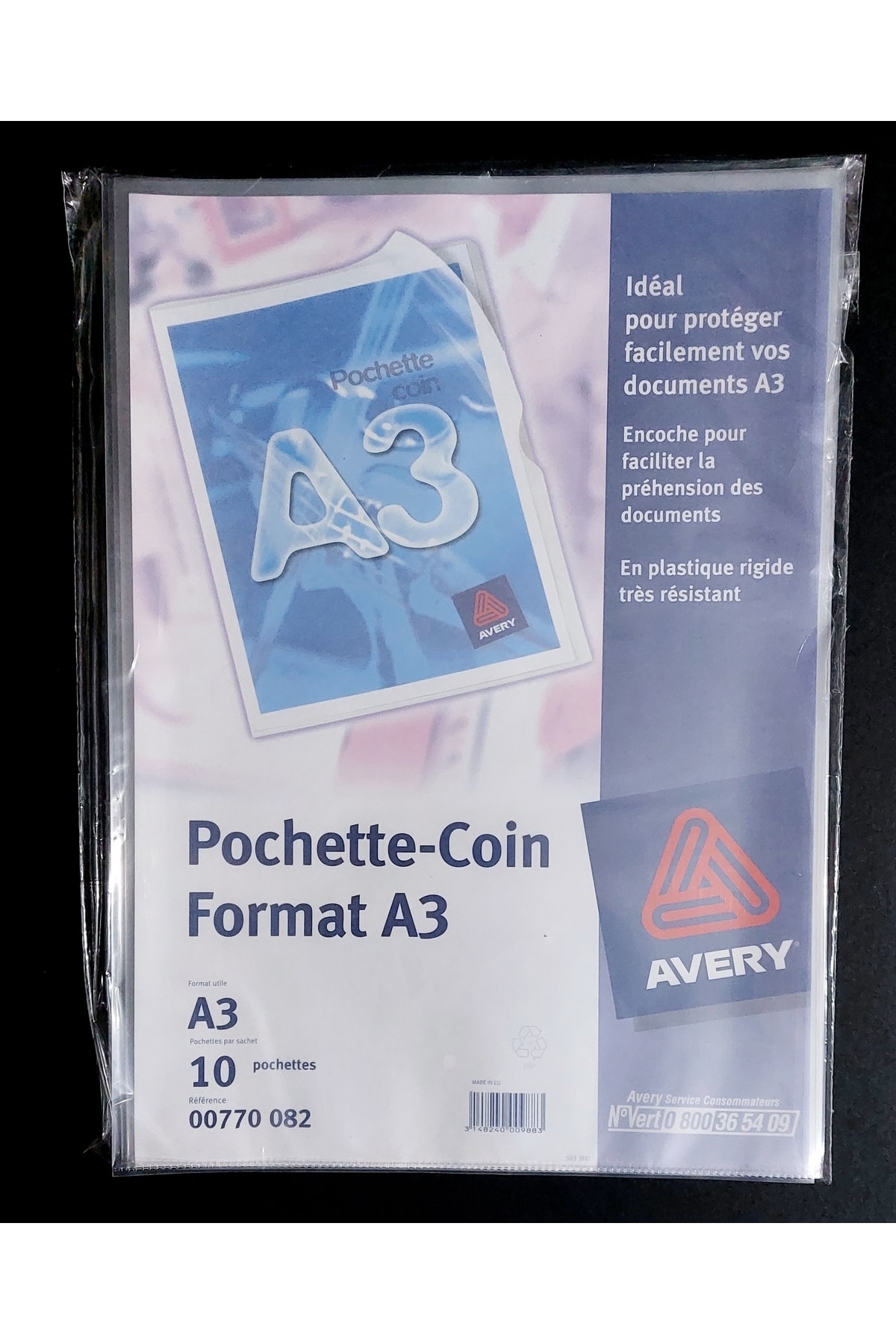 AVERY A3 L Tipi Açılan Şeffaf Dosya 10lu Paket