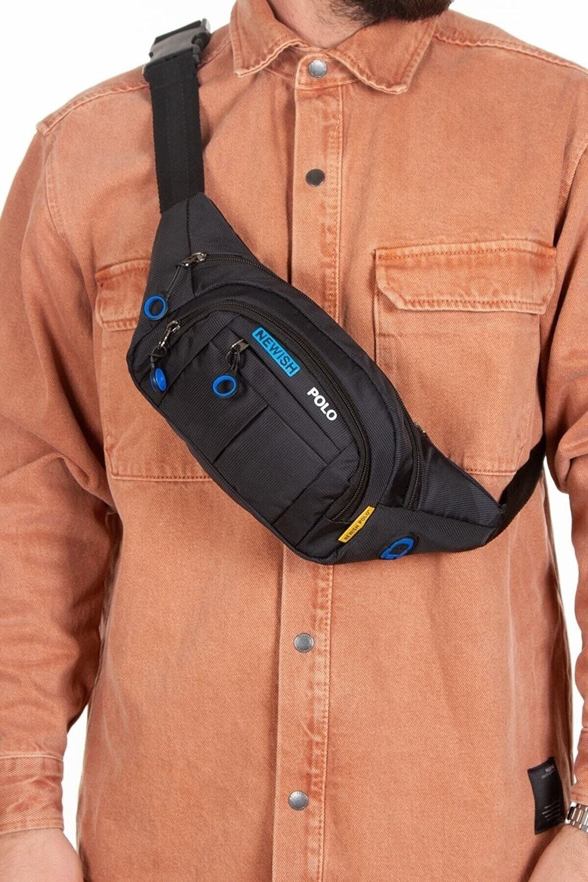 NEWISH POLO ACCESSORIES Polo Su Geçirmez Kulaklık Usb Çıkışlı Bel Ve Omuz Ve Spor Çantası Siyah Imperteks Kumaş