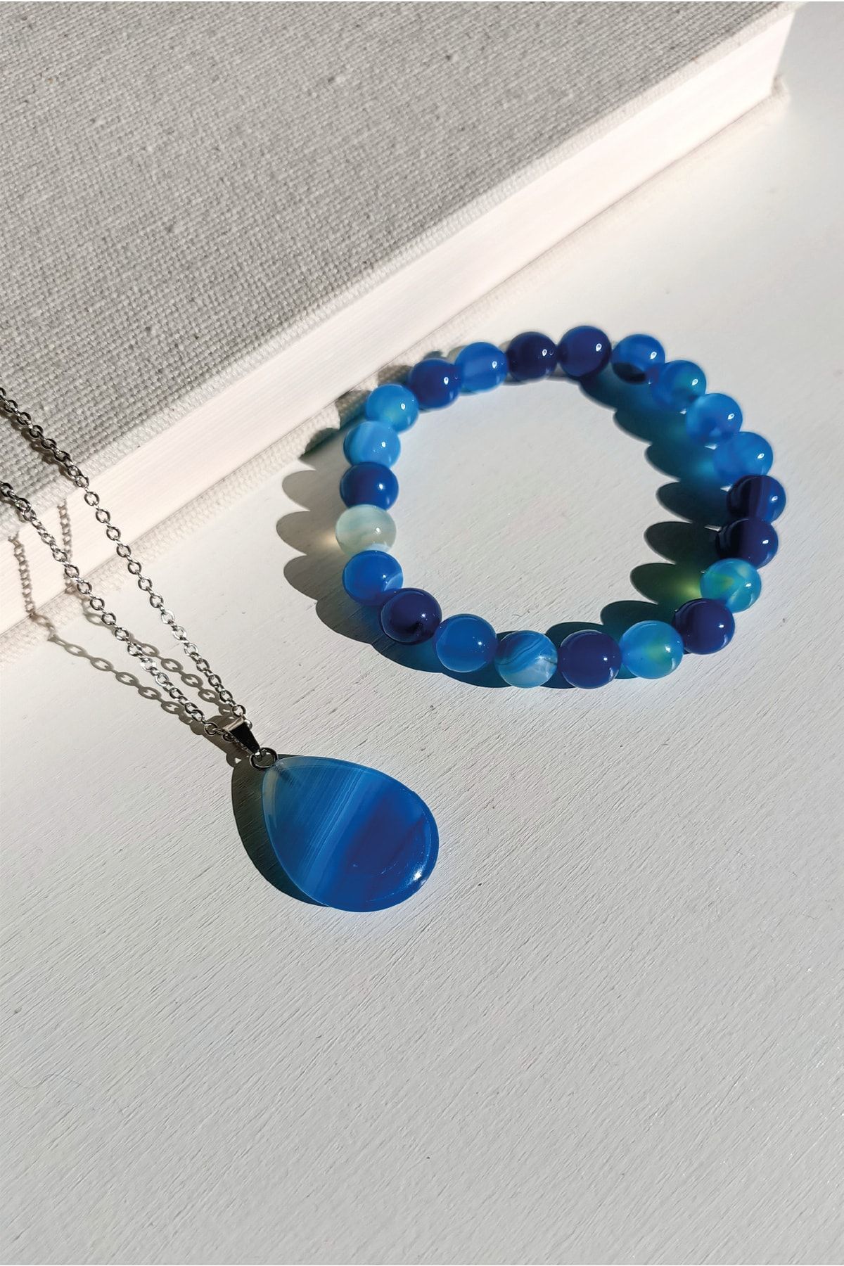 Blue agate jewellery deals