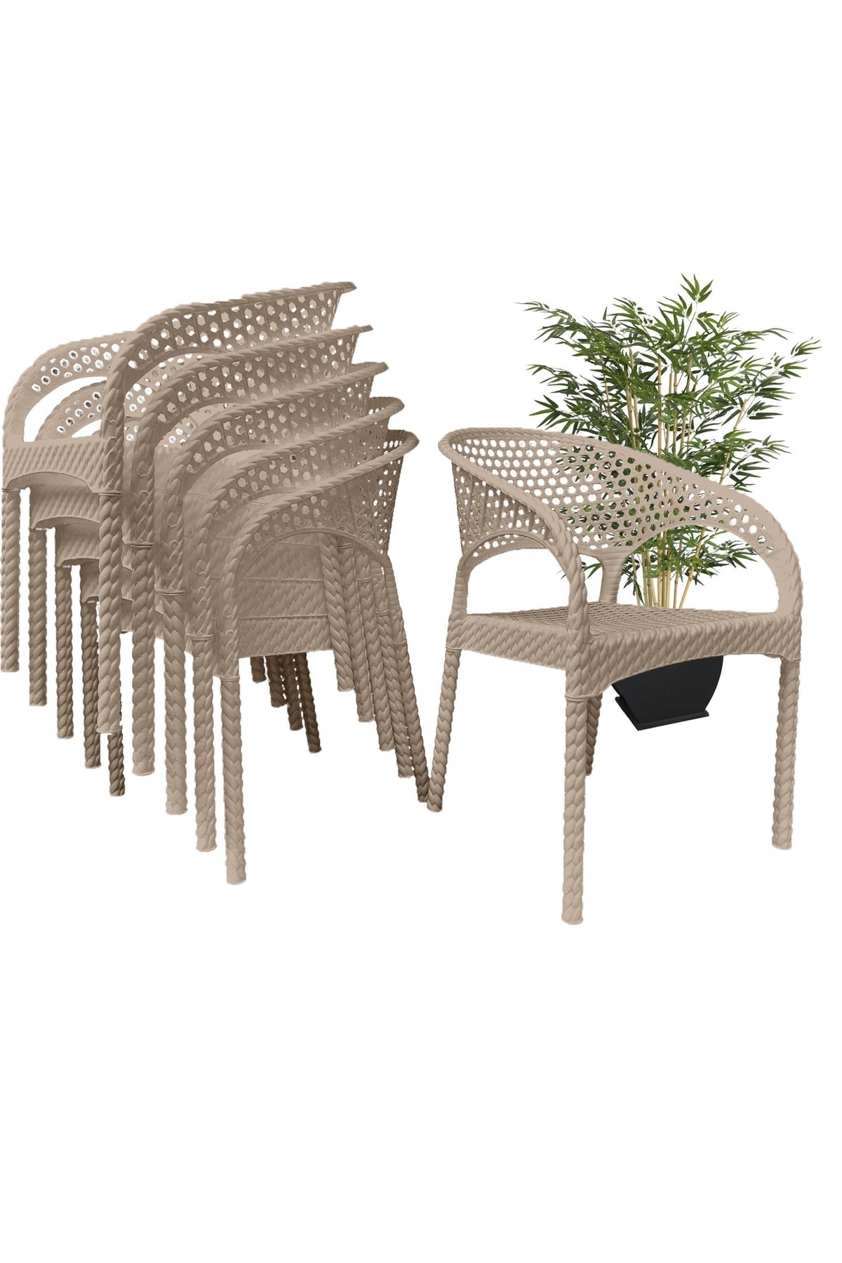 RomanoSet Plastik Romanoset Regnum Örgü Bahçe Ve Balkon Sandalyesi 4 Lü Set