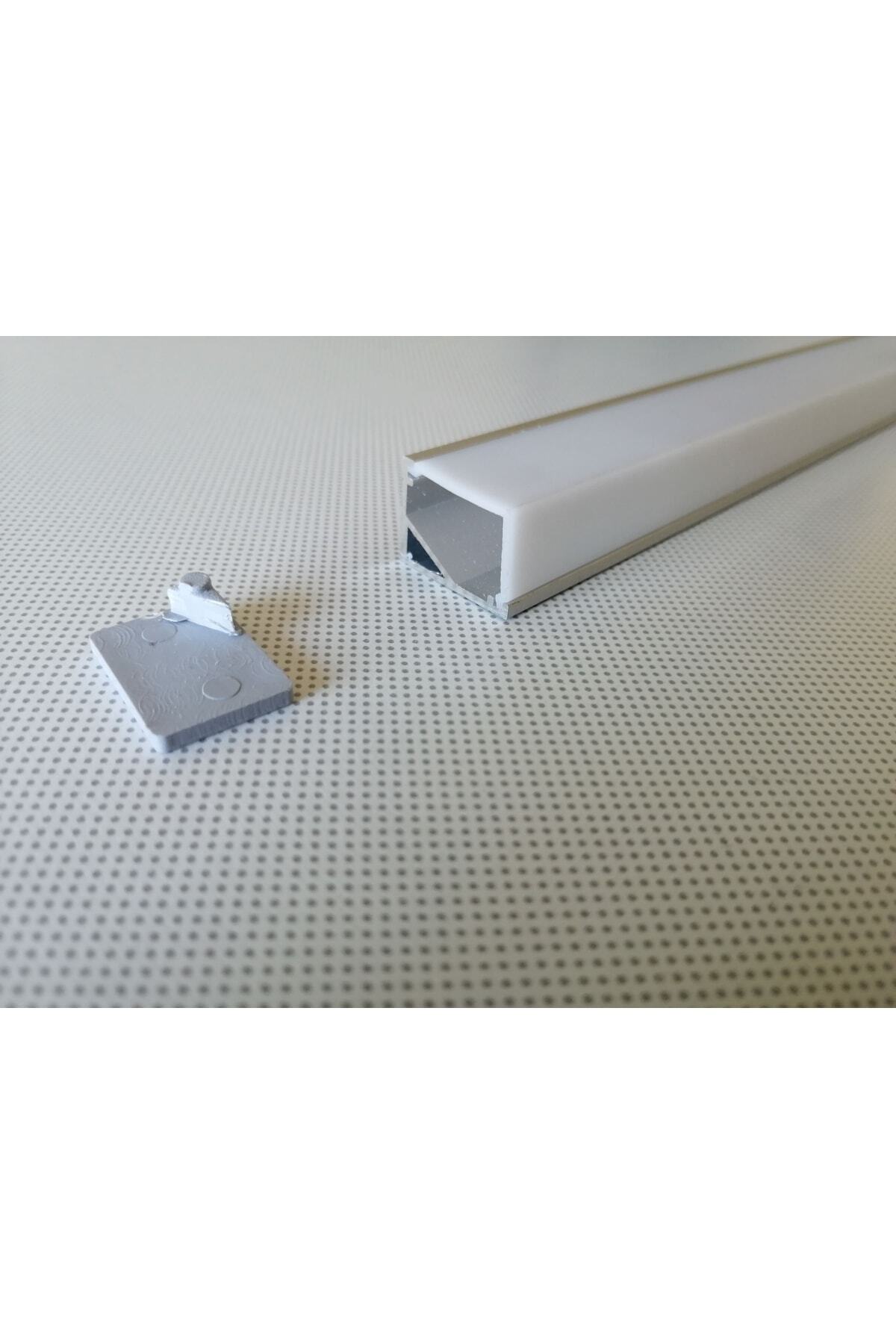 ALUWORLD Alüminyum Kapaklı Köşeli Led Profili 100cm*3 - Beyaz Kapak