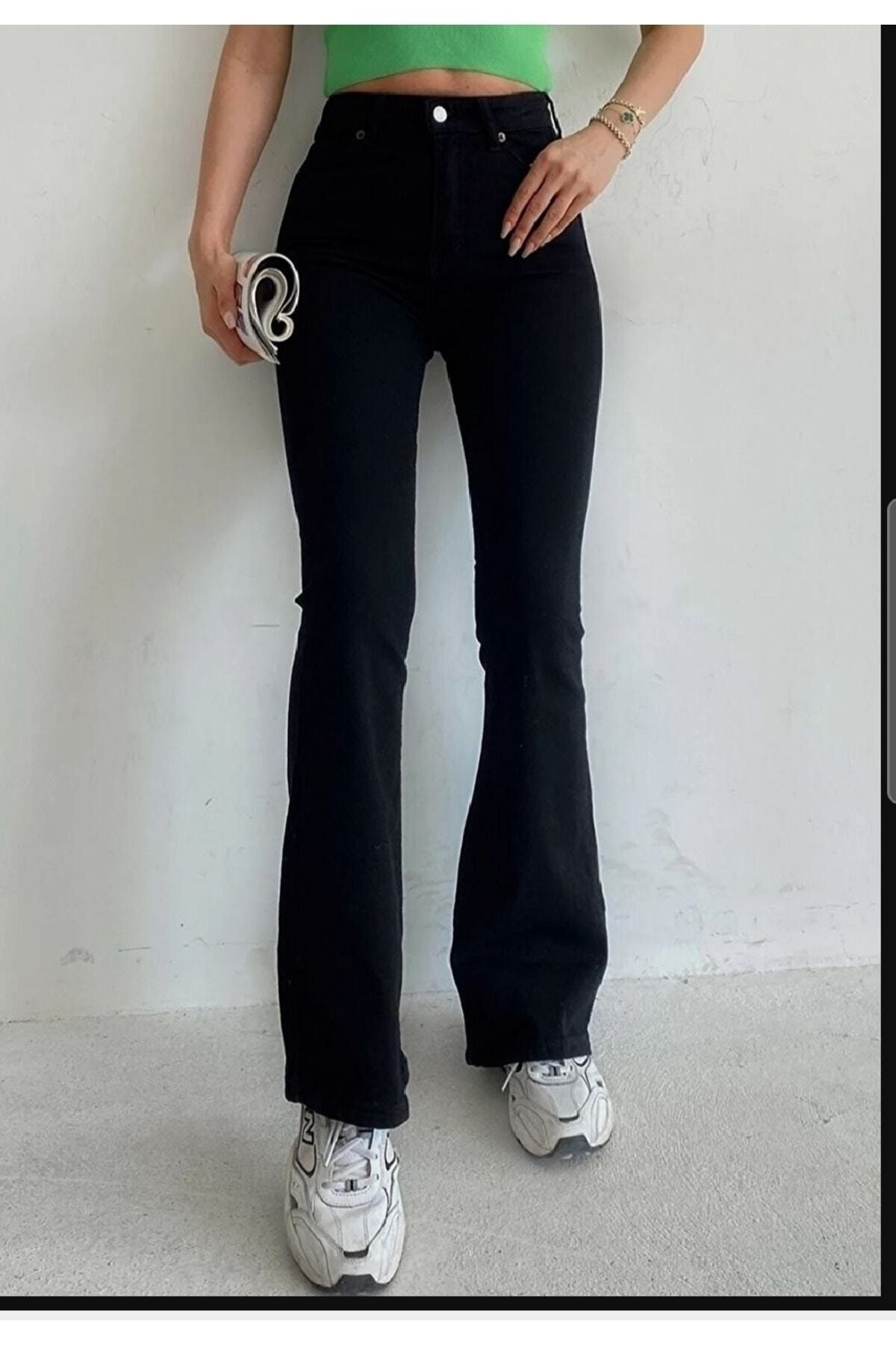 Ramrod-Schwarze Meva-2-Jeans mit ausgestelltem Bein, lichtecht und hoher Taille 5