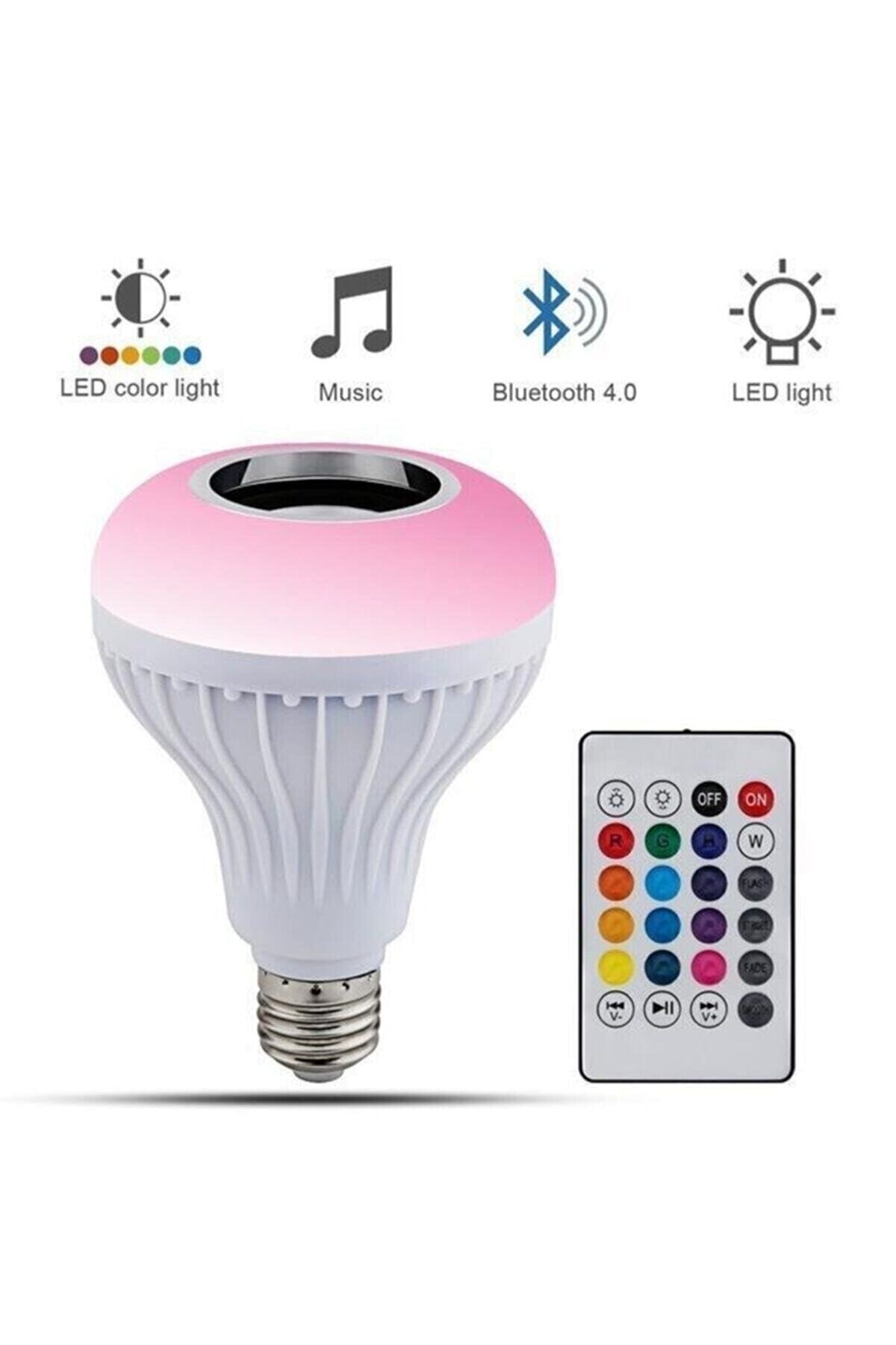 Rgb Dekor Bluetooth Hoparlörlü Kumandalı Rgb Akıllı Led Ampul 16 Renk Bluetooth Ampulü Rengarenk 7