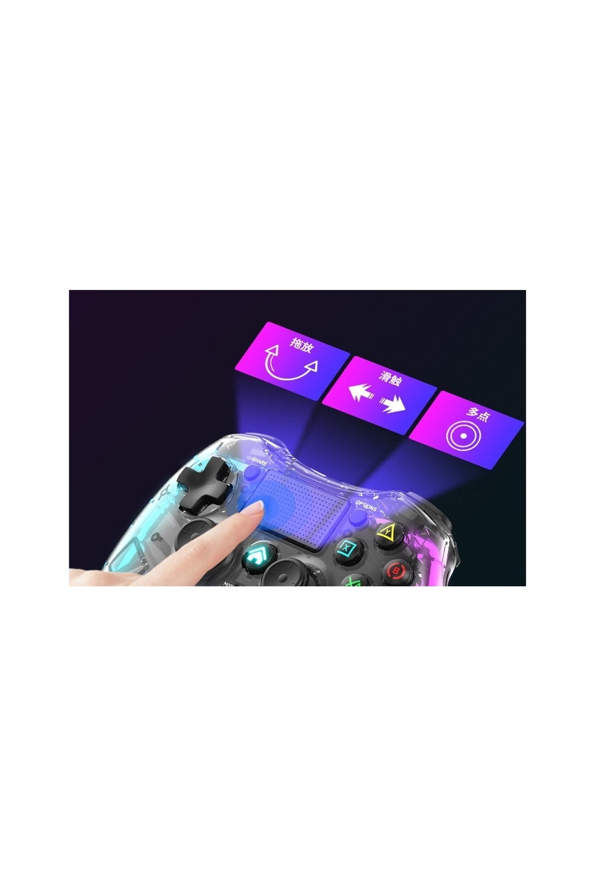 Rgb Işıklı Ps4-ps3-tv-ıos-pc Kablosuz Joystick Gamepad Oyun Kolu 6