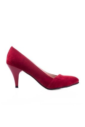 Kadın Süet Kısa Topuk 7 Cm Kırmızı Klasik Ayakkabı TX65B2C1291606