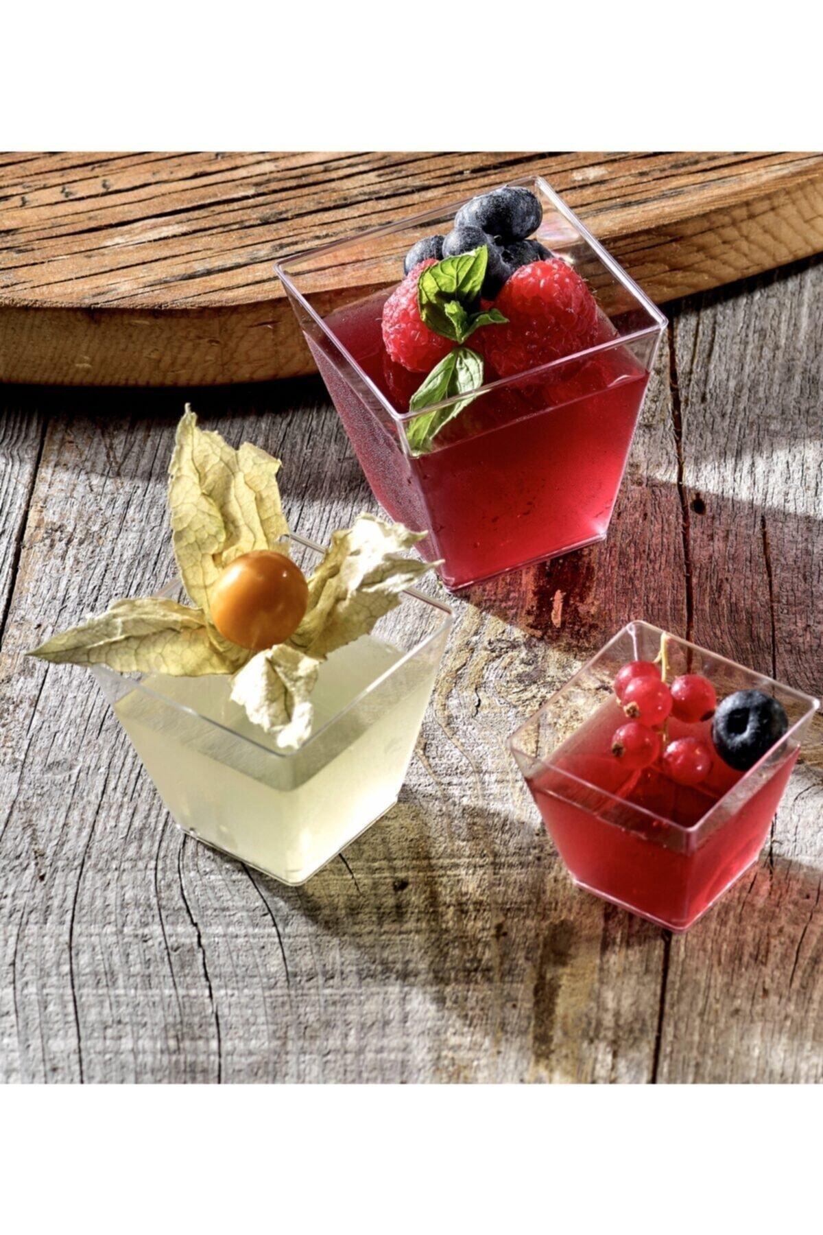 14Süs Prizma Mini Mika Plastik Sunum Kabı Kübik Kase 120 Cc 50