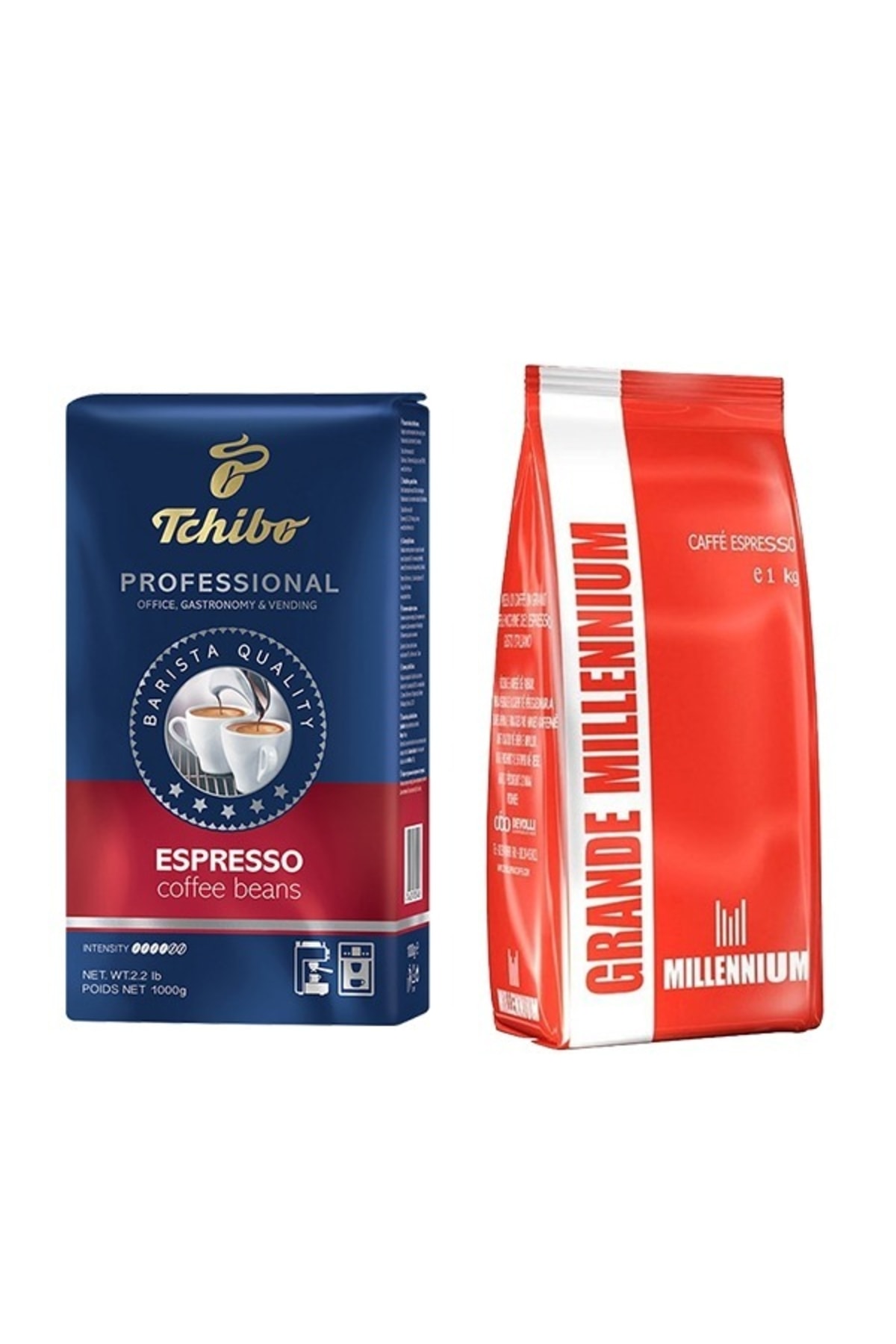 Tchibo Profesional Espresso Çekirdek Kahve 1kg Ve Grande Millenium Çekirdek Kahve 1kg