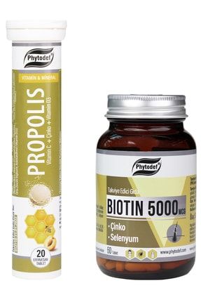 Biotin 5000 Mcg - 60 Tablet & Propolis Efervesan Tablet - 20 Adet PHYTDFCLLGNTBLT-49