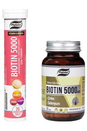 Biotin 5000 mcg Efervesan Tablet - 20 Adet & Biotin 5000 mcg - 60 Tablet PHYTDFCLLGNTBLT-53