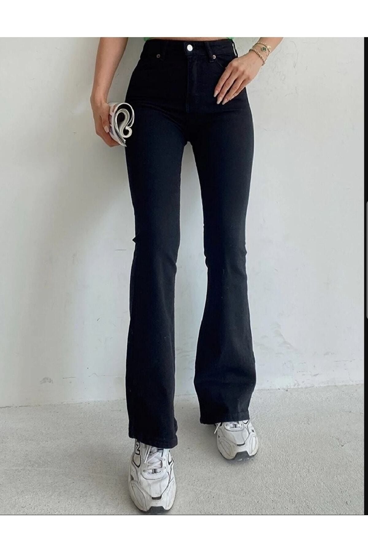 Ramrod-Schwarze Meva-2-Jeans mit ausgestelltem Bein, lichtecht und hoher Taille 6