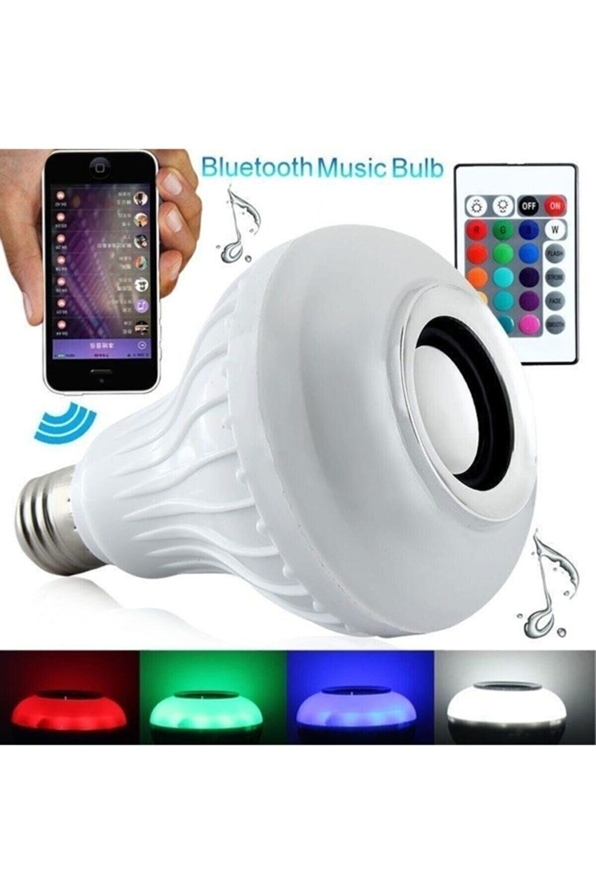 Rgb Dekor Bluetooth Hoparlörlü Kumandalı Rgb Akıllı Led Ampul 16 Renk Bluetooth Ampulü Rengarenk 3