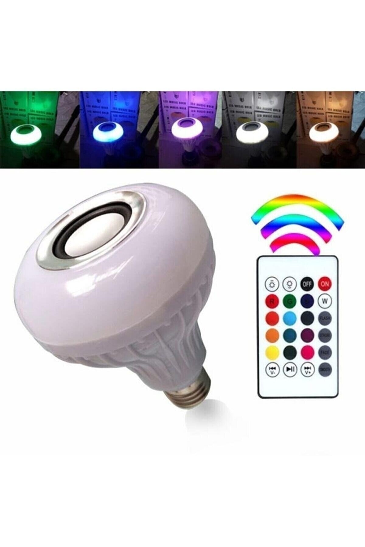 Rgb Dekor Bluetooth Hoparlörlü Kumandalı Rgb Akıllı Led Ampul 16 Renk Bluetooth Ampulü Rengarenk 4