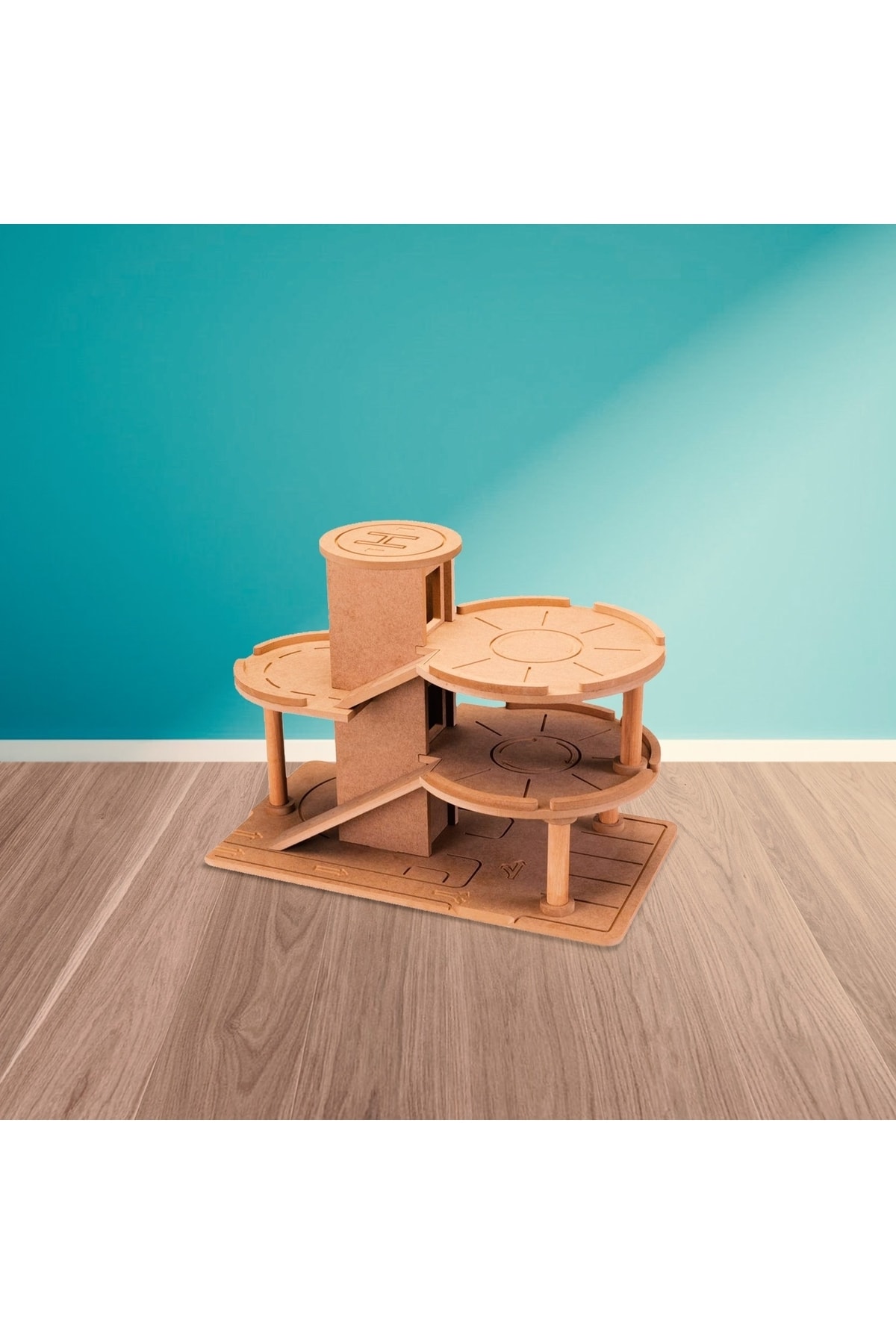 HOBBY HOUSE Ahşap Katlı Otopark Garaj Oyuncak 3 Araba Hediyeli fotoğrafı 2 (önizleme)
