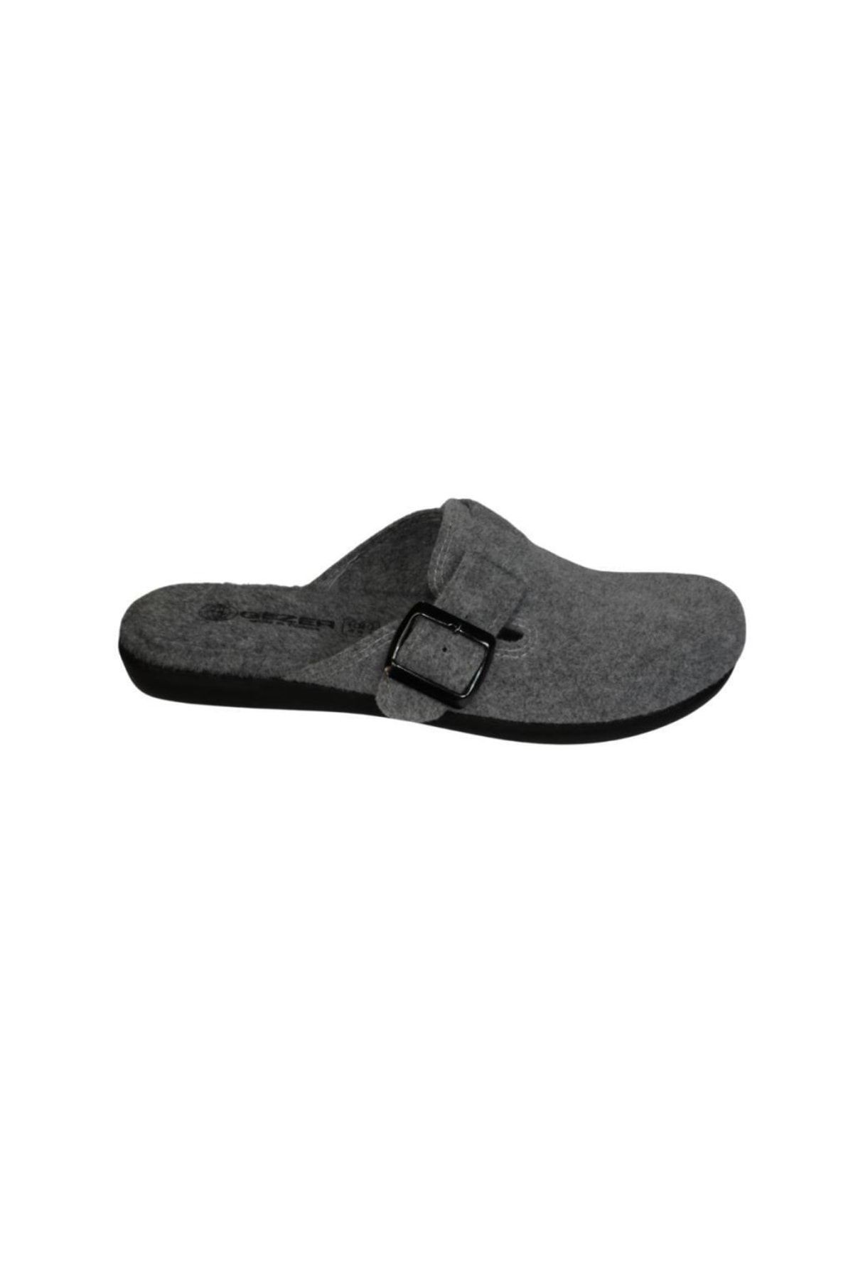GEZER-Men's Gray Buckle Winter House Slippers 2