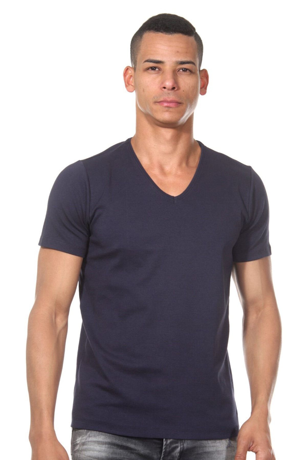 darkzone-V-Neck Basic Black Men's T-shirt 1