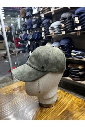 Orjinal Kuzu Derisi Yeşil Kışlık Şapka 0986