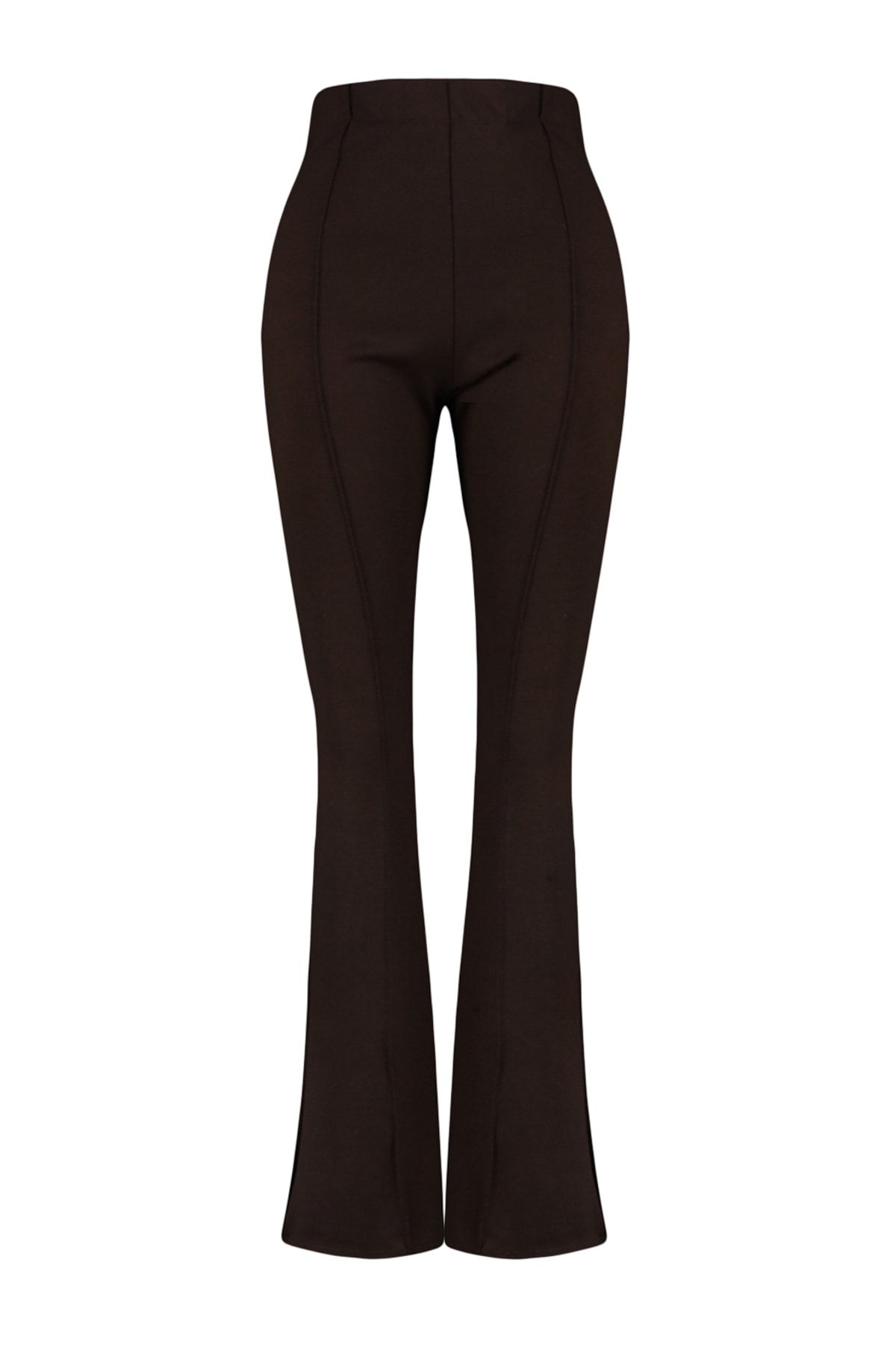 Trendyol Curve-Braune spanische Strickhose mit Schlitz TBBAW23AR00002 7