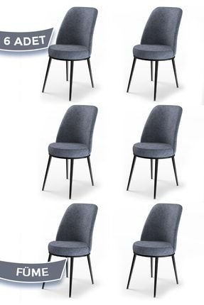 Dexa Serisi Füme Renk 6 Adet Sandalye, Renk Füme, Ayaklar Siyah DEXASİYAH6