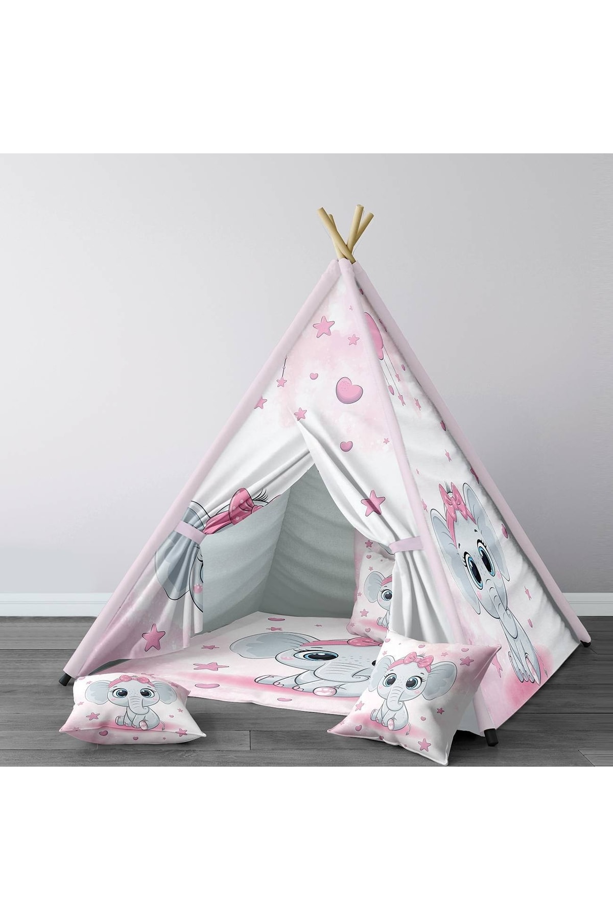 HET Concept Pembe Bebek, Çocuk Odası Minderli/mindersiz Oyun Evi, Çadırı Model 0211