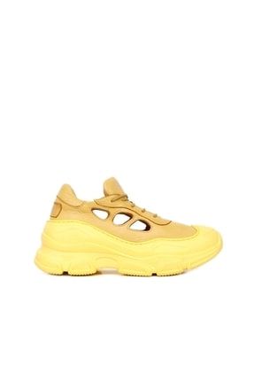 Sarı Deri Kadın Spor Ayakkabı 01WQ9400