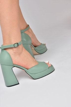 Kadın Yeşil Kalın Platform Topuklu Ayakkabı K404100209