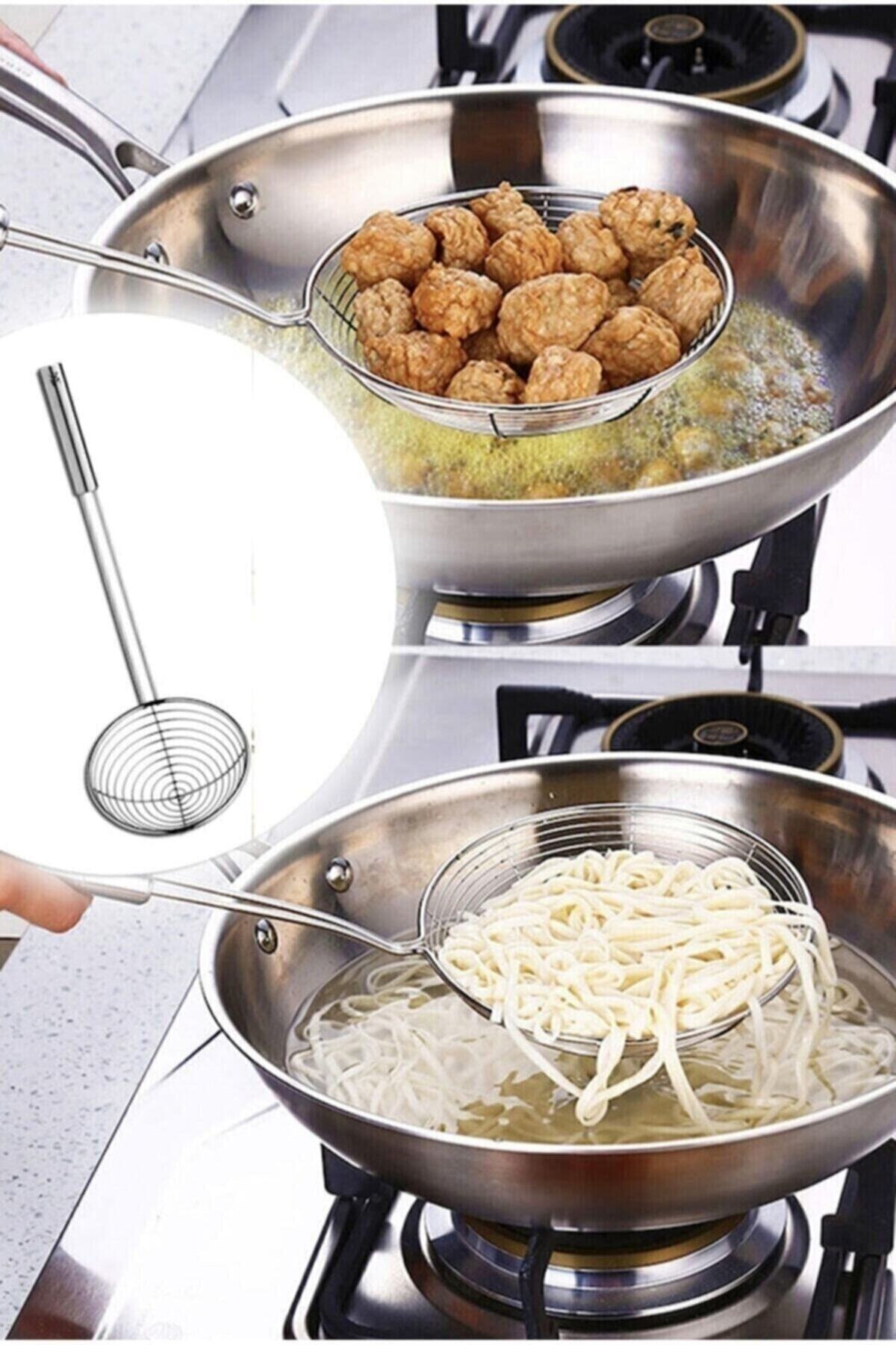 Trouvaille-Service Set Ladle Colander Steel Tong Colander Strainer Frying Oil Strainer Steel Egg Beater Wire 3