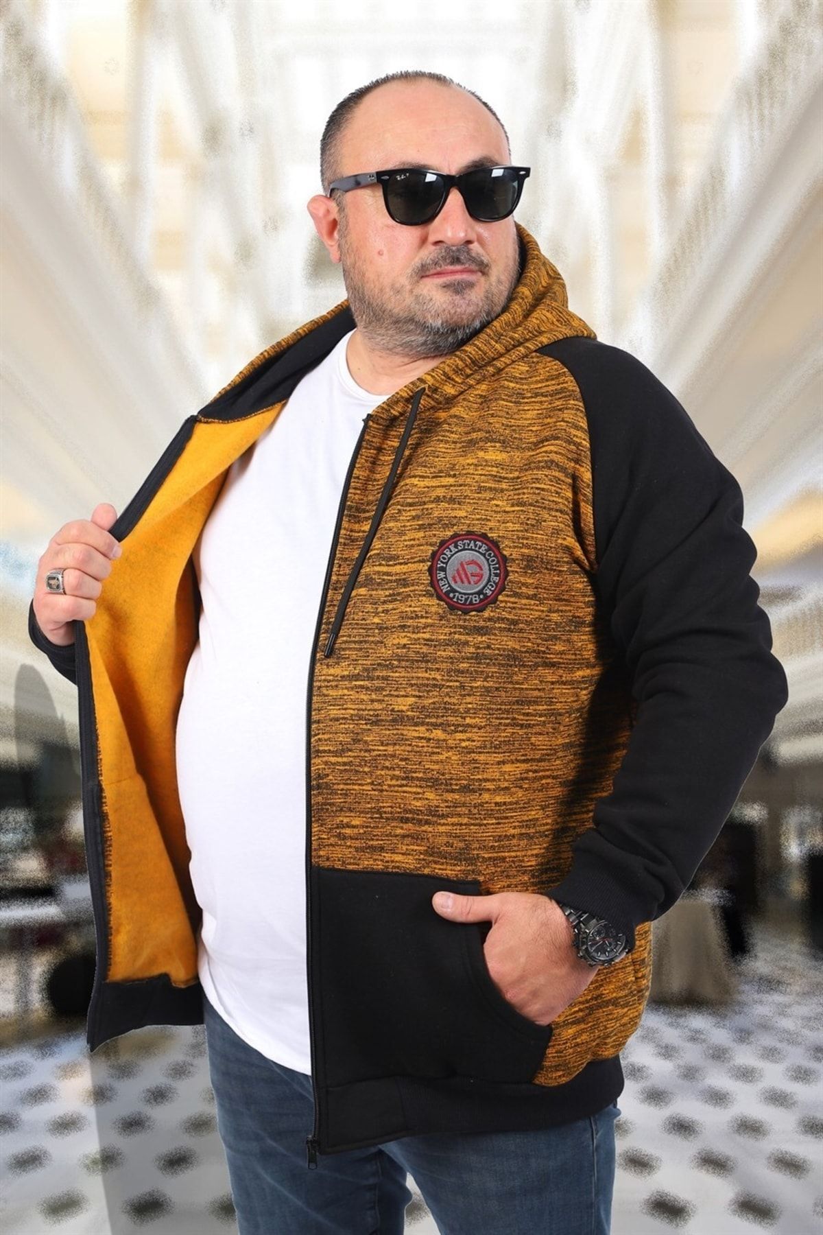 MocGrande Sweat Unisex New York Collage Plus Size Masculin - 8XL
