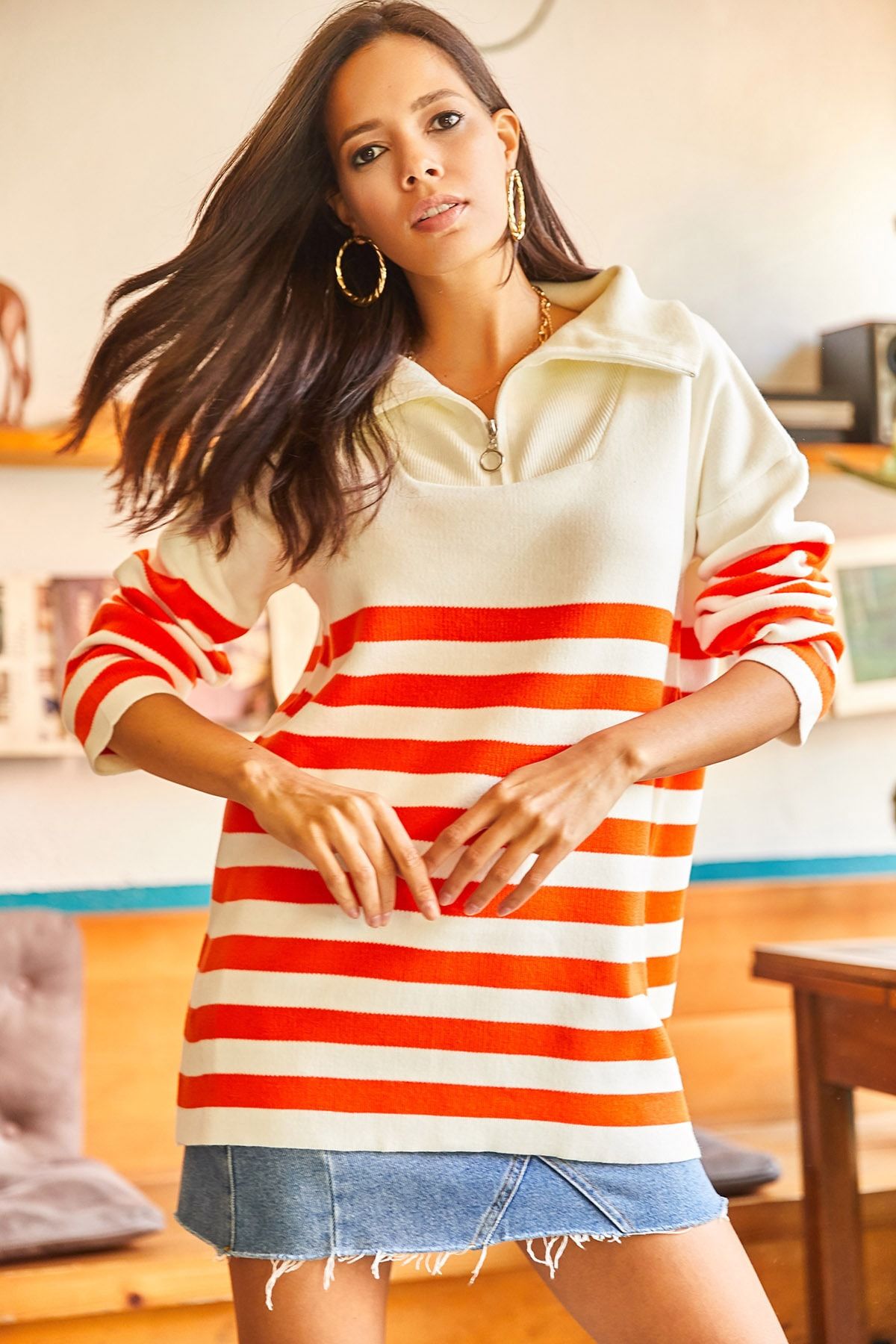 Olalook Pullover Orange Relaxed Fit