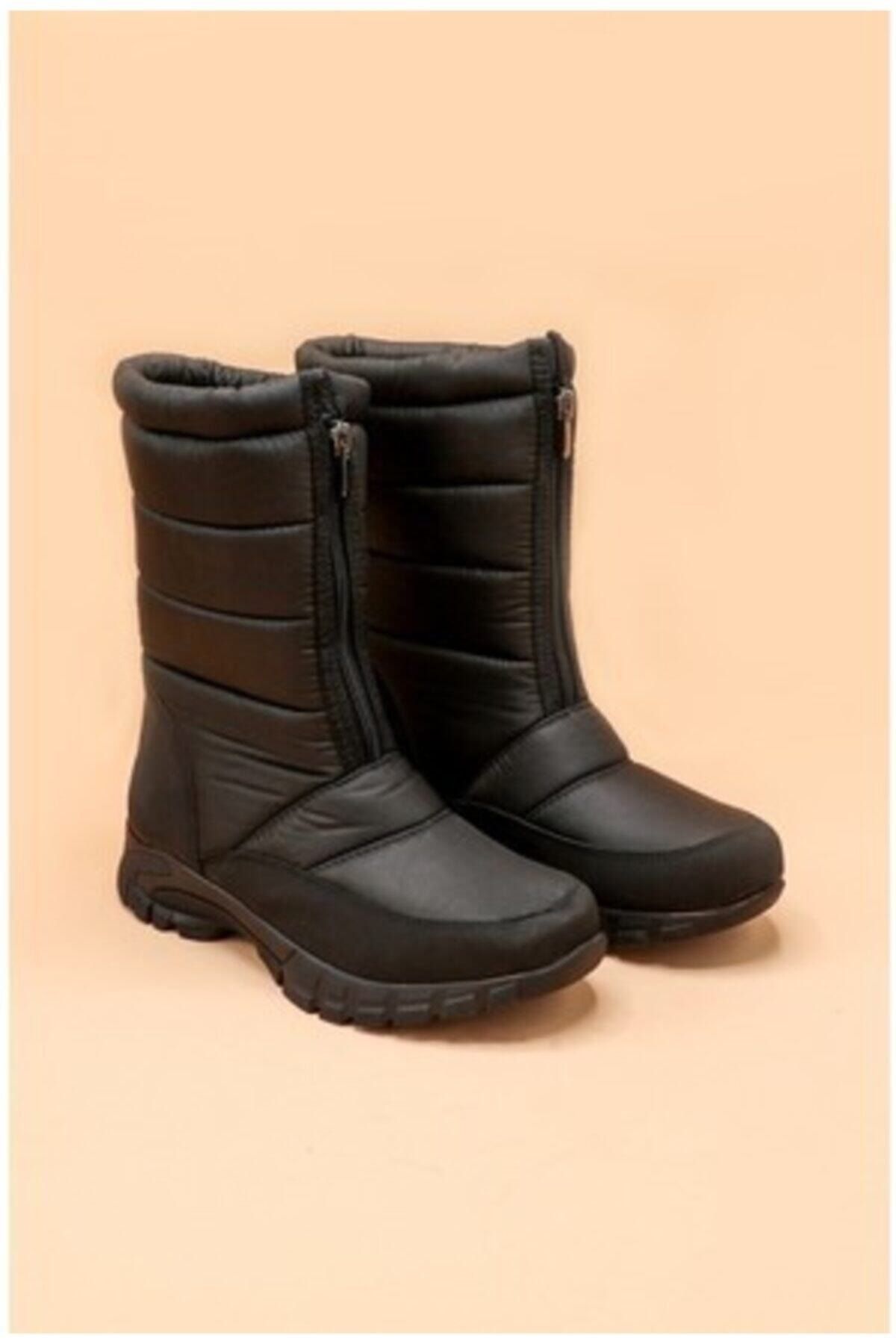 Sedir Ayakkabı-Black Snow Boots with Front Zipper 1