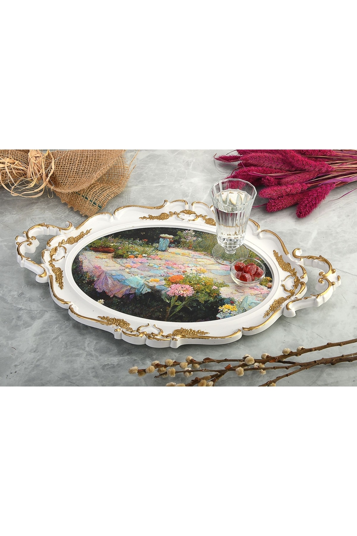 Hürrem Luxury White IML Tray- Garden