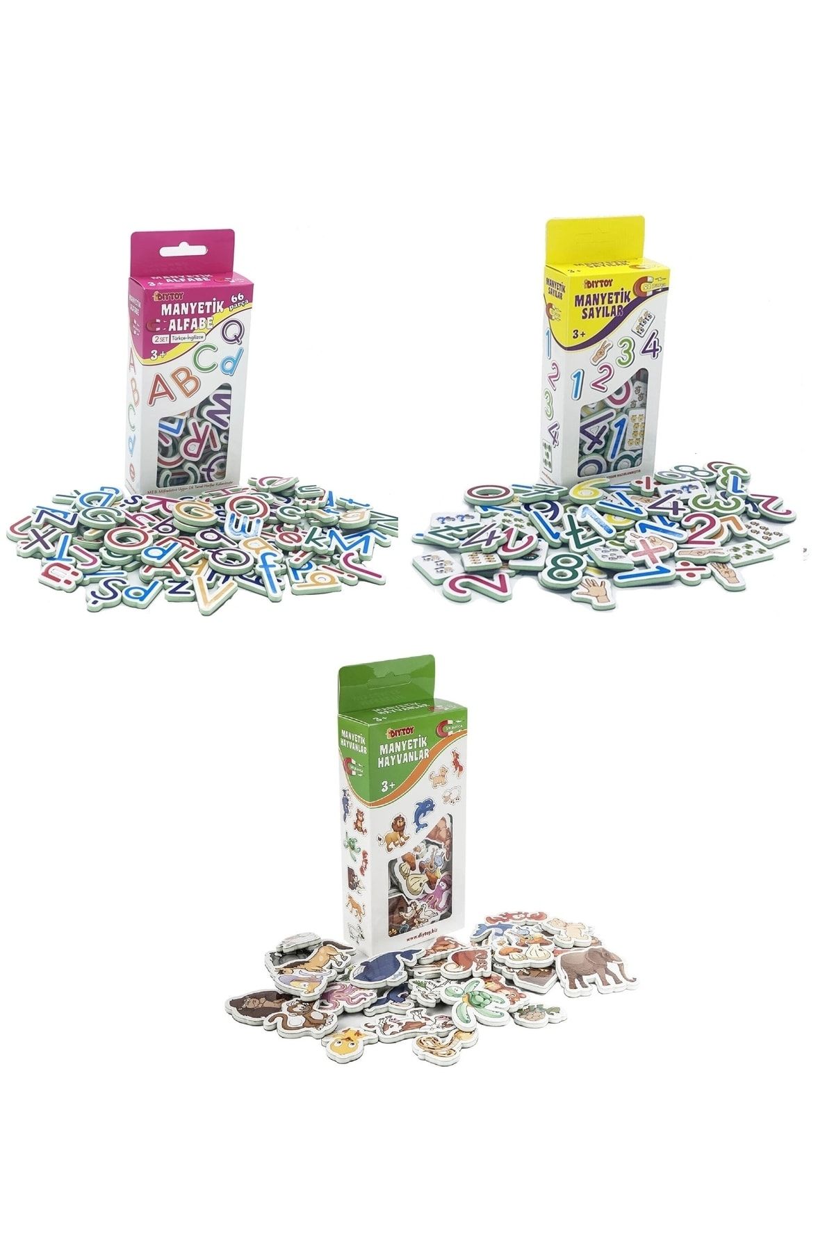 Mıknatıslı Aktivite Kartları Manyetik Sayılar + Alfabe + Hayvanlar Set 3+ Yaş 3lü Set