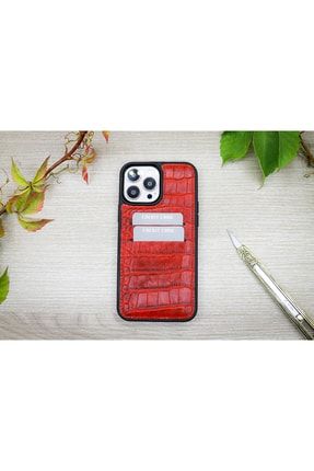 Apple Iphone 13 Pro Max Uyumlu Gerçek Deri Crocco Desen El Yapımı Kredi Kart Bölmeli Telefon Kılıfı 102000102