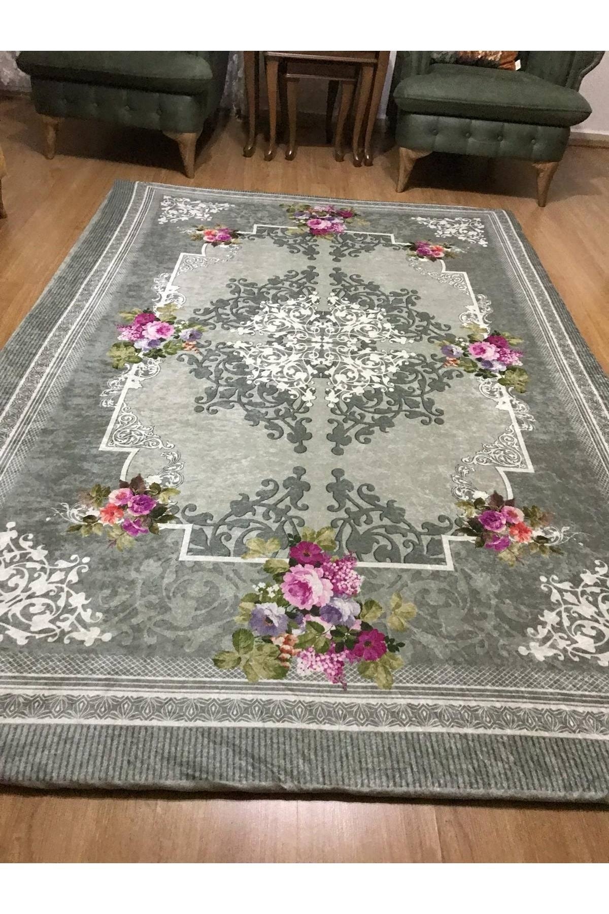 Miray Tekstil Fistanbul Modern Desen Lastikli Halı Örtüsü