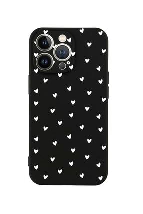 Iphone 13 Minik Kalpler Beyaz Tasarımlı Siyah Telefon Kılıfı BCIPH13MNKKLPBYZ