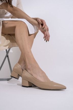 Ten Kalın Kısa Topuklu Stiletto Kadın Ayakkabı - Beew 1751