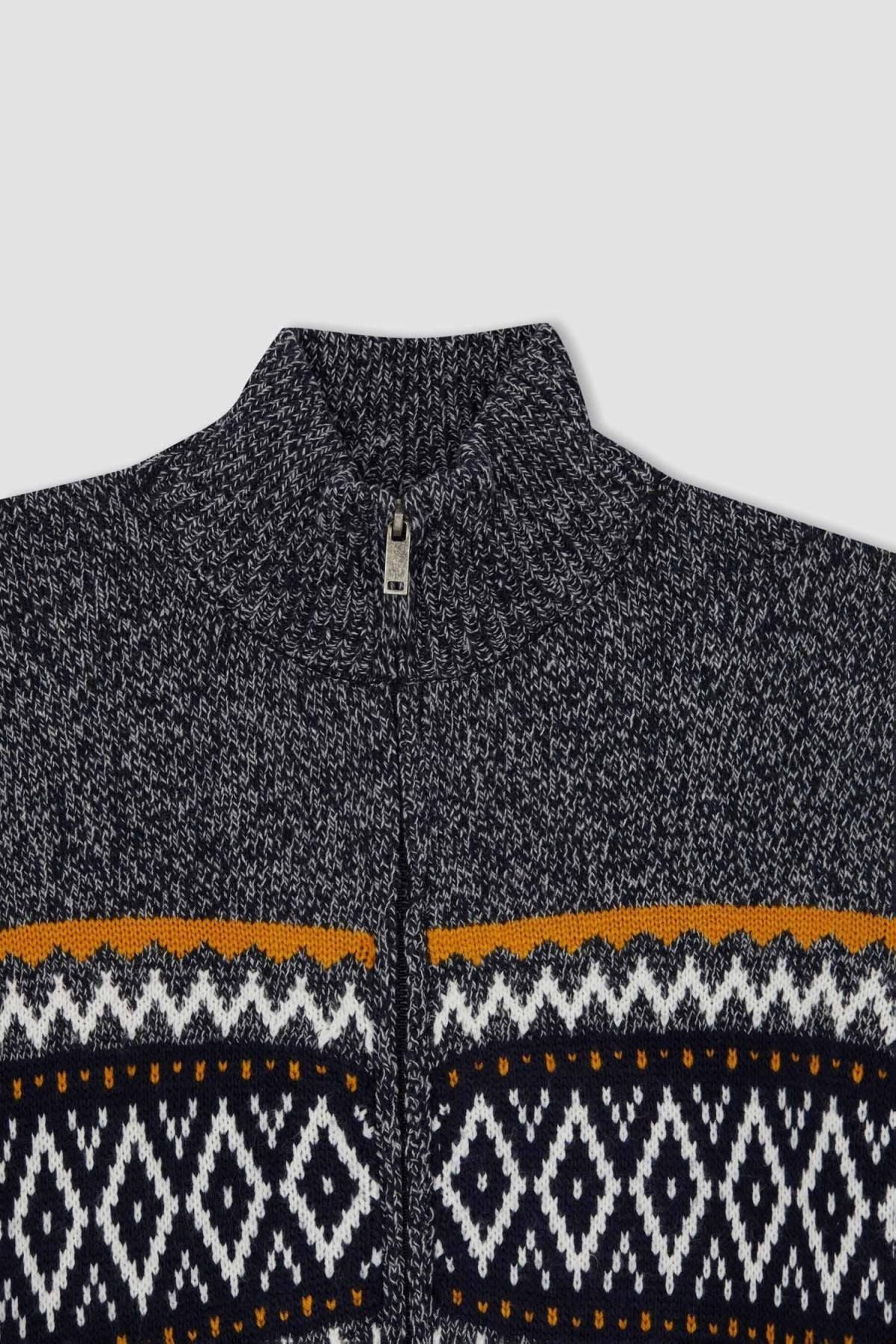 DeFacto-Regular Fit Half Turtleneck Cardigan 8